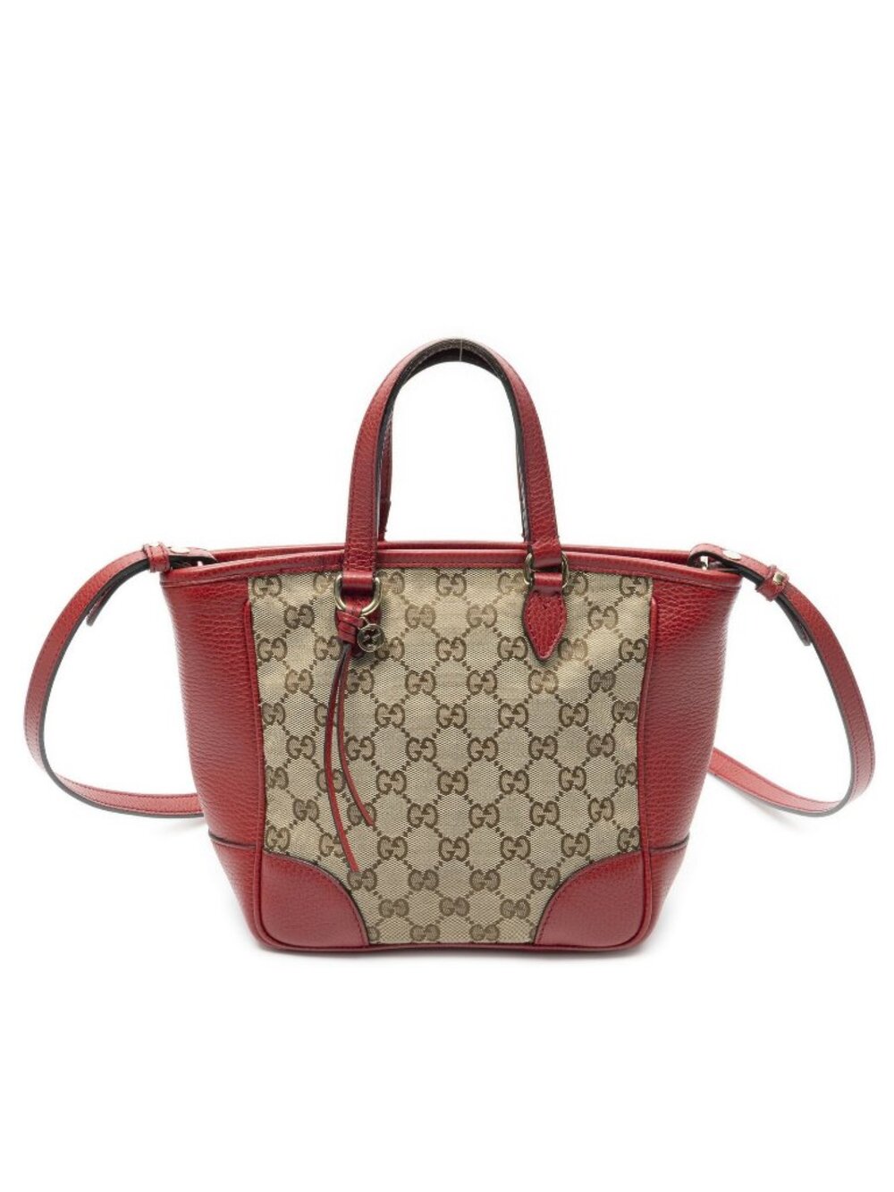 Gucci Small Bree Tote Bag Red Beige GG Canvas